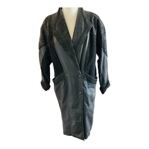 Wilsons Leather Jackets & Blazers - Wilson Leather Trench Women's Sz M Vintage 80s Paisley Embossed Suede Coat